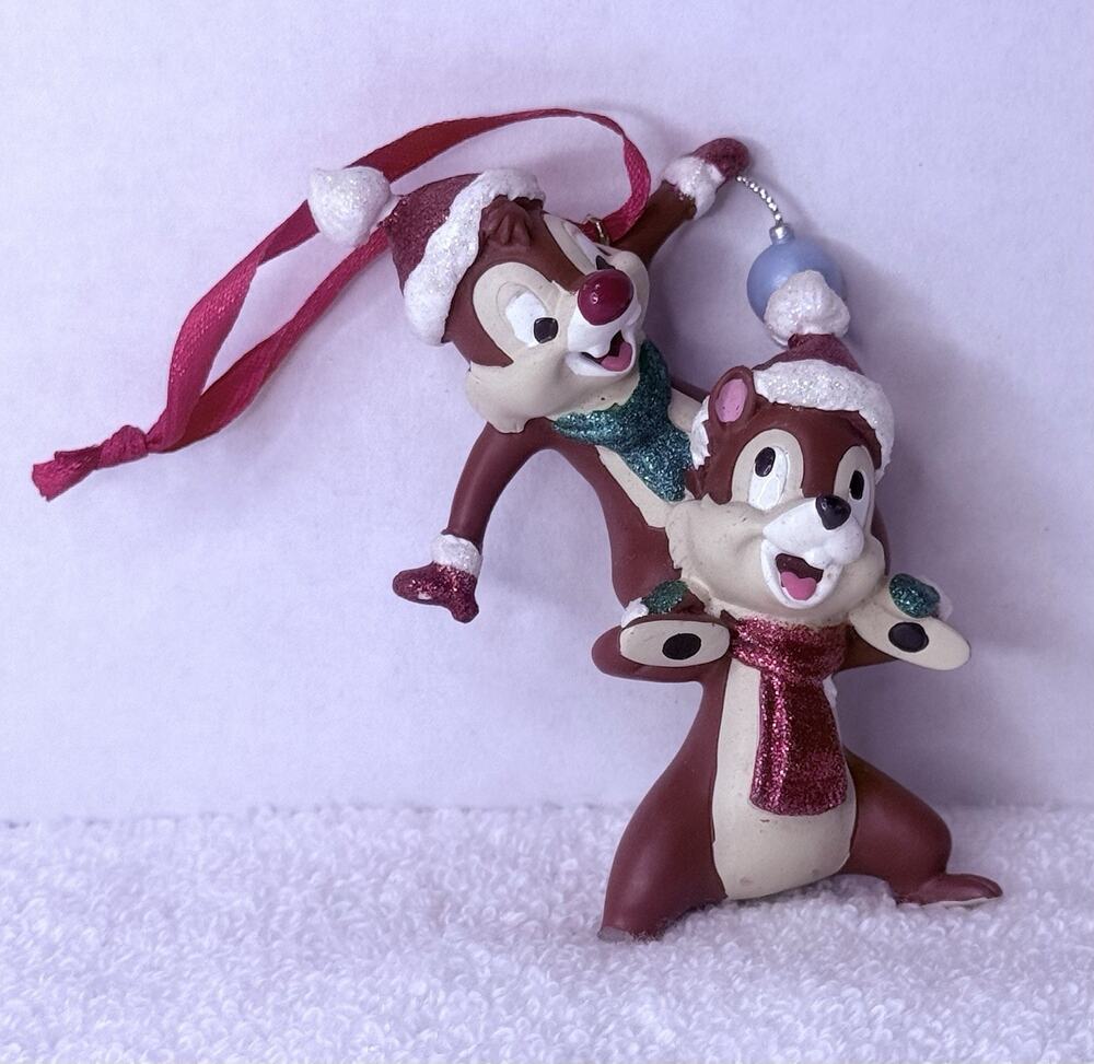 Disney Parks Chip & Dale Holiday Christmas Ornament “Winter Fun” — Needs Repair!